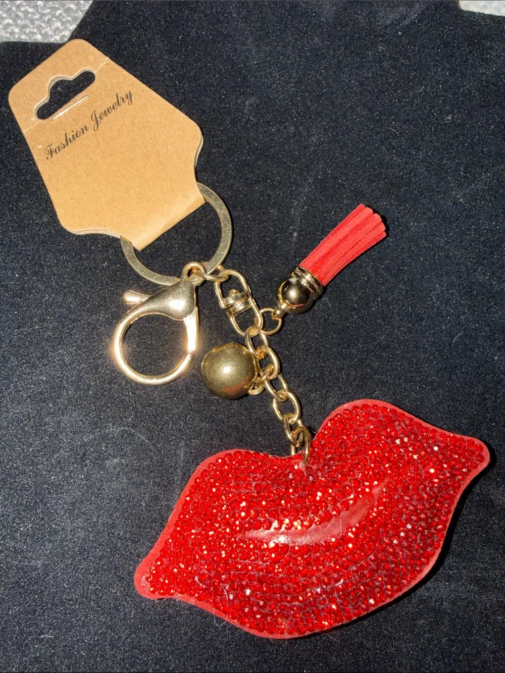 Red Lip Charm Keychain with Tassel